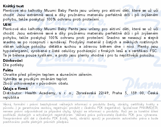 Informace o produktu:<br> Muumi Baby Pants 5 Maxi+ 10-15kg eko plenky 3x38ks