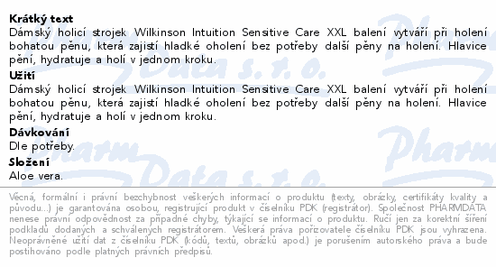 Informace o produktu:<br> WILKINSON Intuition Sensitive Care XXL PACK