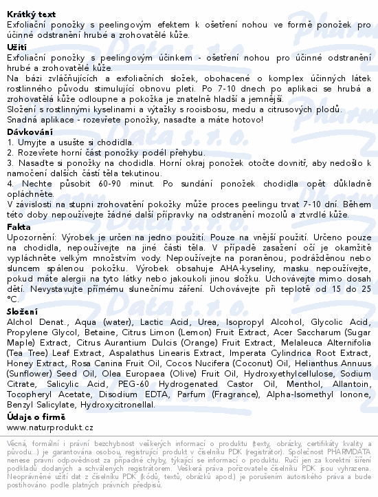 Informace o produktu:<br> SHEFOOT exfoliační ponožky s peeling.účinkem 1pár