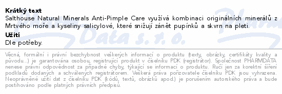 Informace o produktu:<br> SALT HOUSE Akutní chladivý gel proti akné 15ml