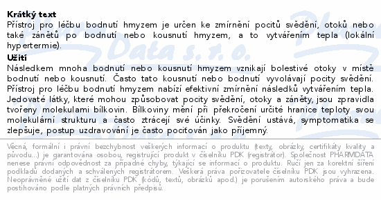 Informace o produktu:<br> Přístroj na úlevu při bodnutí hmyzem Beurer BR90