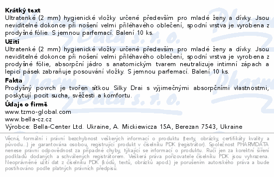 Informace o produktu:<br> Bella for teens hygieni.vložky Energy normal 10ks
