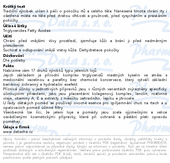 Informace o produktu:<br> Jelení lůj 12g