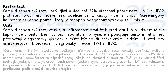 Informace o produktu:<br> INSTI HIV Samotest