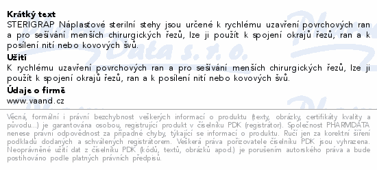Informace o produktu:<br> STERIGRAP Náplasťové stehy sterilní 100x6mm 10ks