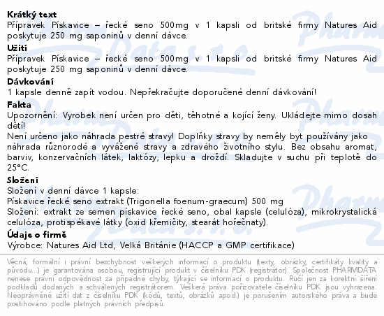 Informace o produktu:<br> Pískavice řecké seno 500mg cps.90