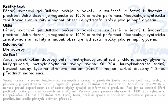 Informace o produktu:<br> BULLDOG Cedarwood & Tonka Bean Shower Gel 500ml