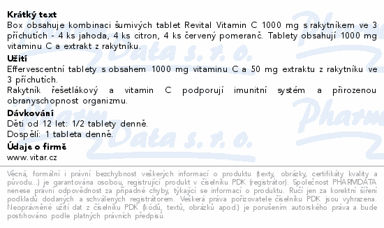 Informace o produktu:<br> Revital Vitamin C s rakytníkem box eff.tbl.20x12