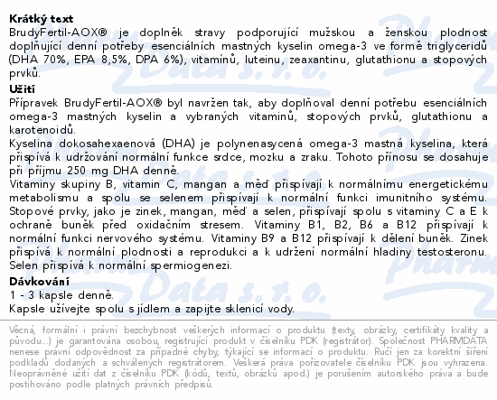 Informace o produktu:<br> BrudyFertil-AOX cps.90