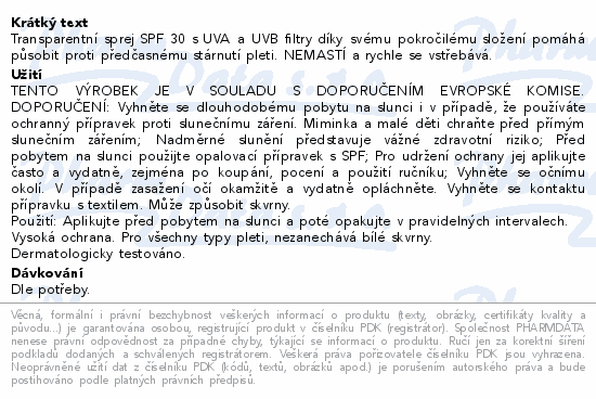 Informace o produktu:<br> Delice Solaire opalovací sprej SPF30 150ml