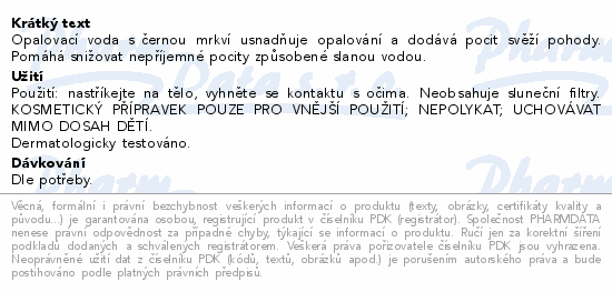 Informace o produktu:<br> Delice Solaire opalovací voda s černou mrkví 500ml
