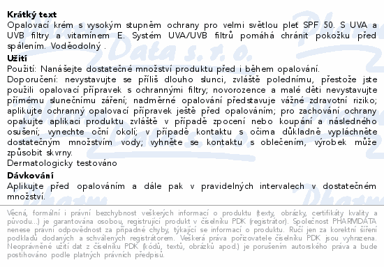 Informace o produktu:<br> Delice Solaire opalovací krém SPF50 250ml