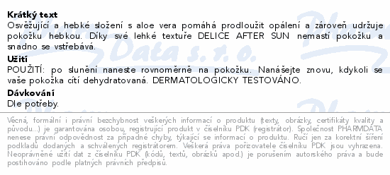 Informace o produktu:<br> Delice Solaire osvěžující krém po opalování 200ml