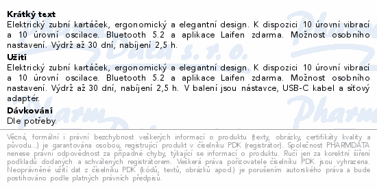 Informace o produktu:<br> Laifen Wave Elektrický kartáček bílý LFTB01-P
