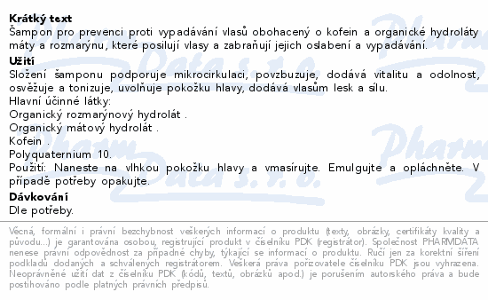 Informace o produktu:<br> Vitalitys Care&Scalp posilující šampon 250ml