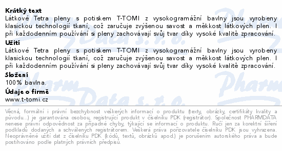 Informace o produktu:<br> T-TOMI Látkové pleny 70x70cm 3ks Dandelions