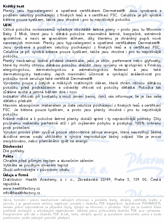 Informace o produktu:<br> Moomin Baby 3 Midi 5-8kg eko plenky 3x48ks