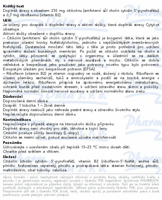 Informace o produktu:<br> Cytykot tob.30
