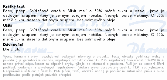 Informace o produktu:<br> Mixitt Peep Peep cereálie vanilka 280g