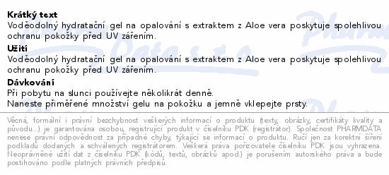 Informace o produktu:<br> Holika Holika opalovací gel Aloe vera SPF50+ 100ml