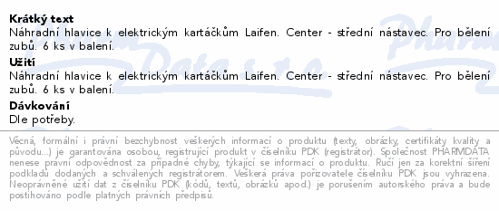 Informace o produktu:<br> Laifen náhradní kartáček transpar.ultra bělící 6ks