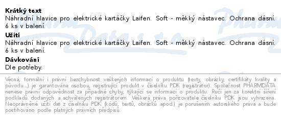 Informace o produktu:<br> Laifen náhradní kartáček transparentní měkký 6ks