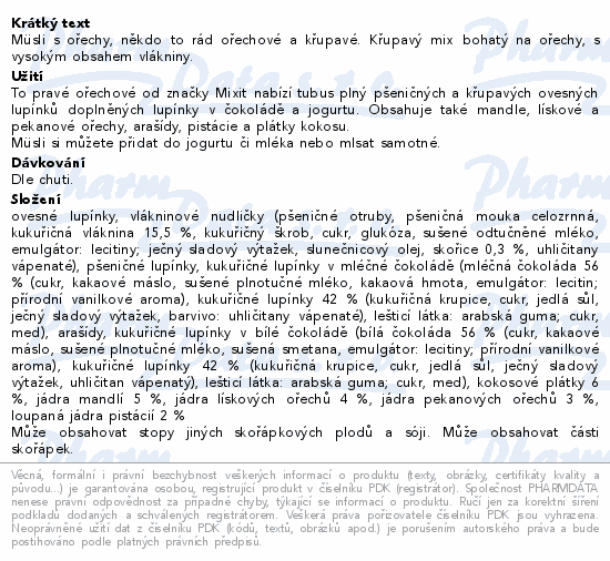Informace o produktu:<br> Mixit Müsli To pravé ořechové 400g