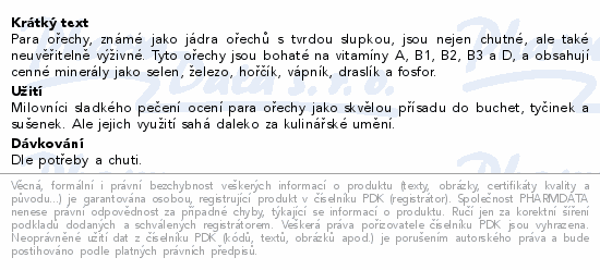 Informace o produktu:<br> Organis Para ořechy 500g