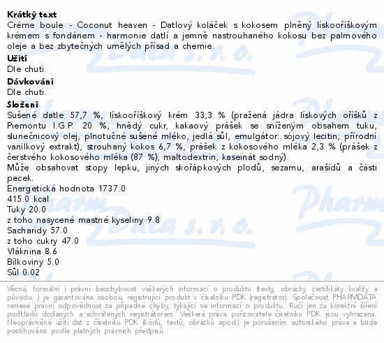 Informace o produktu:<br> Mixit Créme boule Coconut Heaven 20ks