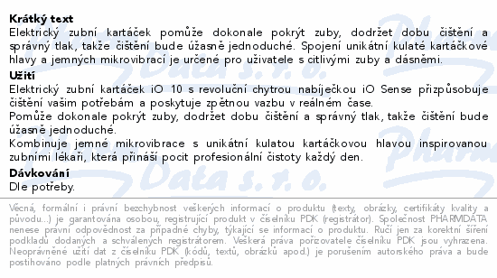 Informace o produktu:<br> Oral-B iO Series10 White elektrický kartáček