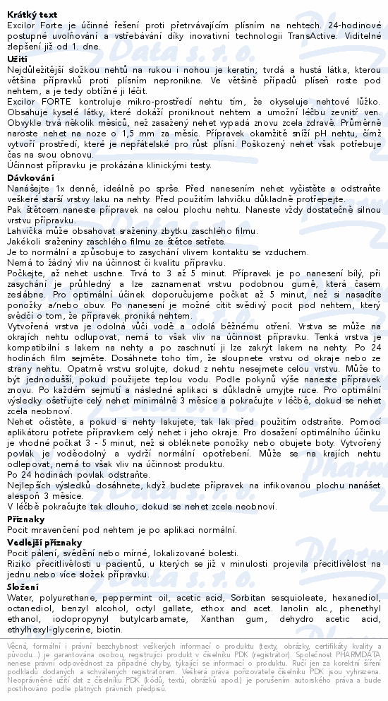 Informace o produktu:<br> Excilor FORTE proti plísni nehtů 30ml