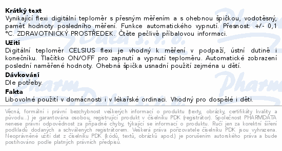 Informace o produktu:<br> CELSIUS flexi teploměr digitální NEW