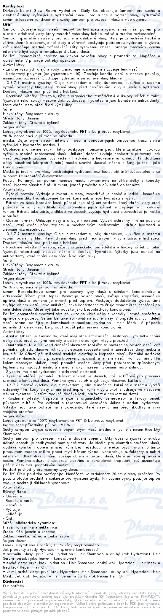 Informace o produktu:<br> Glow Room Hydration+ Daily set