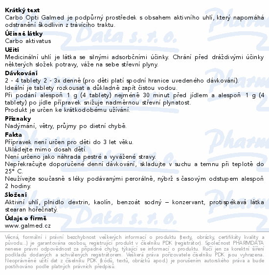 Informace o produktu:<br> Carbo Opti tbl.40+10 Galmed rodinné balení