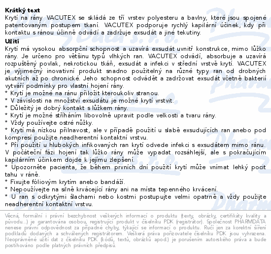 Informace o produktu:<br> Vacutex rapid kapilární krytí 10x10cm 10ks