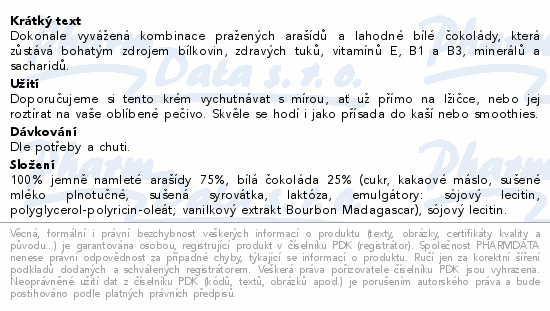 Informace o produktu:<br> Organis Arašídový krém bílá čokoláda 920g