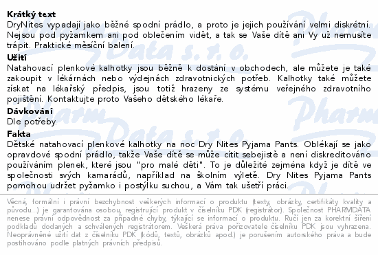 Informace o produktu:<br> DryNites natah.kalhot.dívky 3-4roky/12-21kg/4x16ks