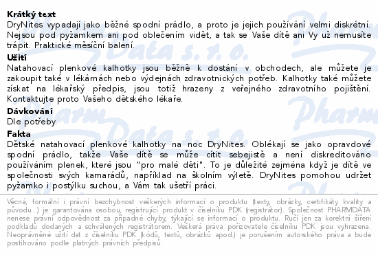Informace o produktu:<br> DryNites natah.kalh.chlapci 8-13let/30-48kg/4x13ks