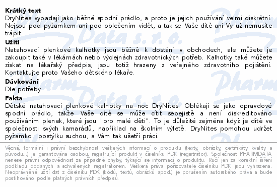 Informace o produktu:<br> DryNites natah.kalhot.chlapci 8-13let/30-48kg/23ks