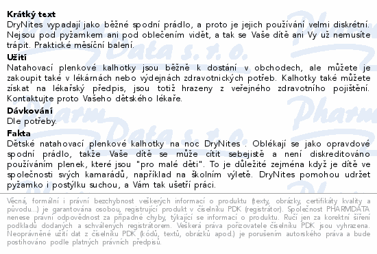 Informace o produktu:<br> DryNites natah.kalh.chlapci 13+let/48-60kg/3x11ks