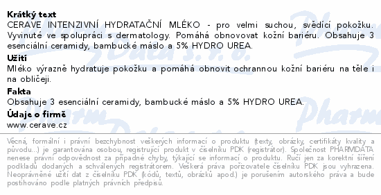 Informace o produktu:<br> CeraVe Intentivní hydratační mléko 473ml