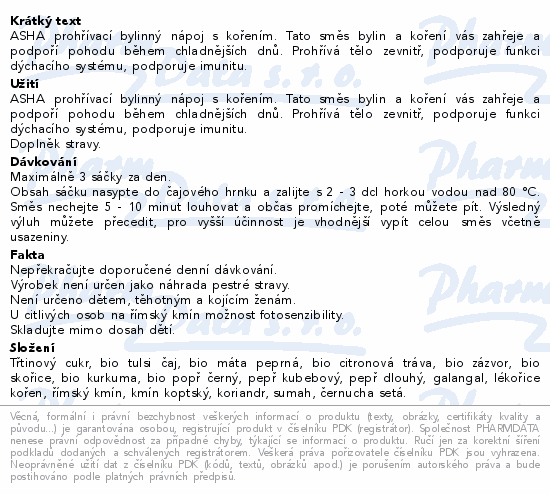 Informace o produktu:<br> ASHA Pure Natural drink s cukrem 10x4g
