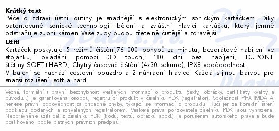 Informace o produktu:<br> SimplyMed Sonický zubní kartáček DT1013B zlatý