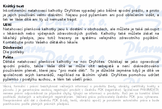 Informace o produktu:<br> DryNites natah.kalh.chl.MEGA 4-7let/17-30kg/26ks