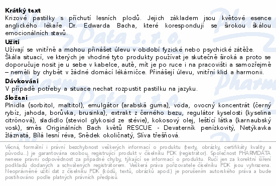 Informace o produktu:<br> RESCUE pastilky lesní plody 50g