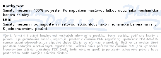 Informace o produktu:<br> Sanatyl nesterilní 15cmx20m Steriwund