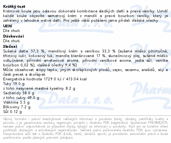 Informace o produktu:<br> Mixit Créme boule Vanilla Date 20ks