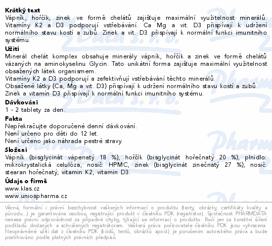 Informace o produktu:<br> Klas Minerál chelát komplex tbl.90
