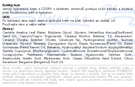 Informace o produktu:<br> COSRX Comfort Ceramide krém 80g