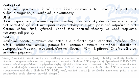 Informace o produktu:<br> BIO BIONE Bylinný elixír dvoufáz.odličovač 255ml